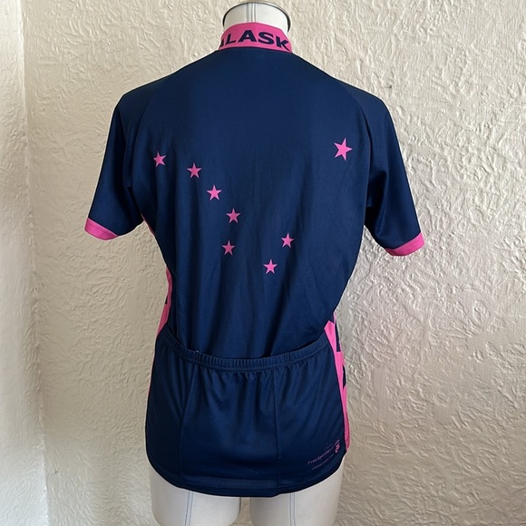 Champion Systems Ladies Alaska Bike Cycling Jersey Dark Blue Pink Stars Large - Picture 1 of 8